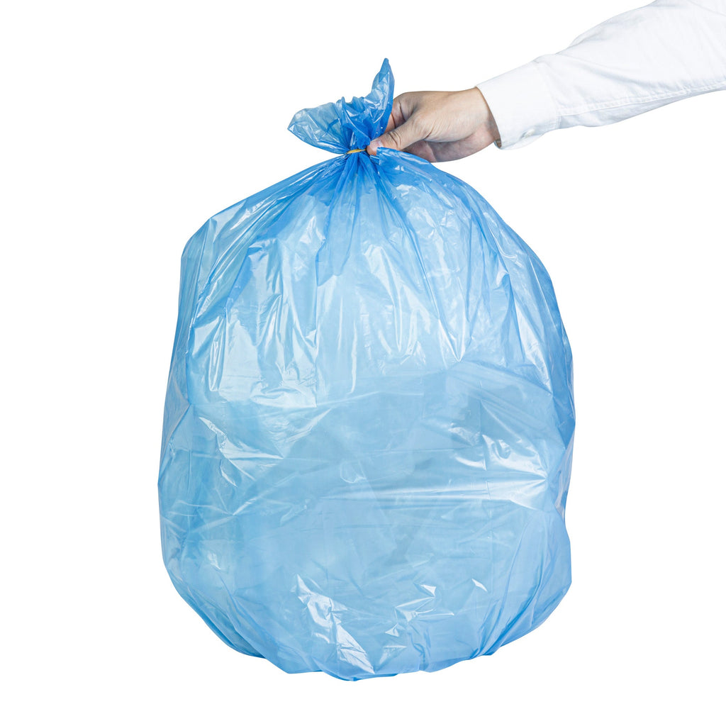 Clean Tek Professional 12 - 16 Gal Blue Plastic Recycling Trash Liner - Linear Low Density, 1 mil - 24" x 33" - 250 count box