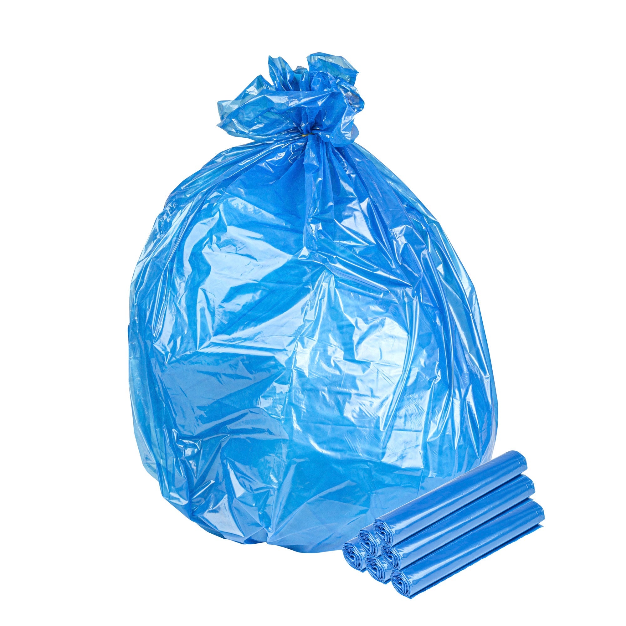 Clean Tek Professional 33 Gal Blue Plastic Recycling Trash Liner - Linear Low Density, 1 mil - 33" x 39" - 150 count box