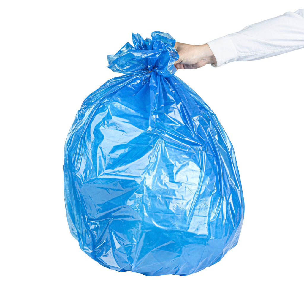 Clean Tek Professional 33 Gal Blue Plastic Recycling Trash Liner - Linear Low Density, 1 mil - 33" x 39" - 150 count box