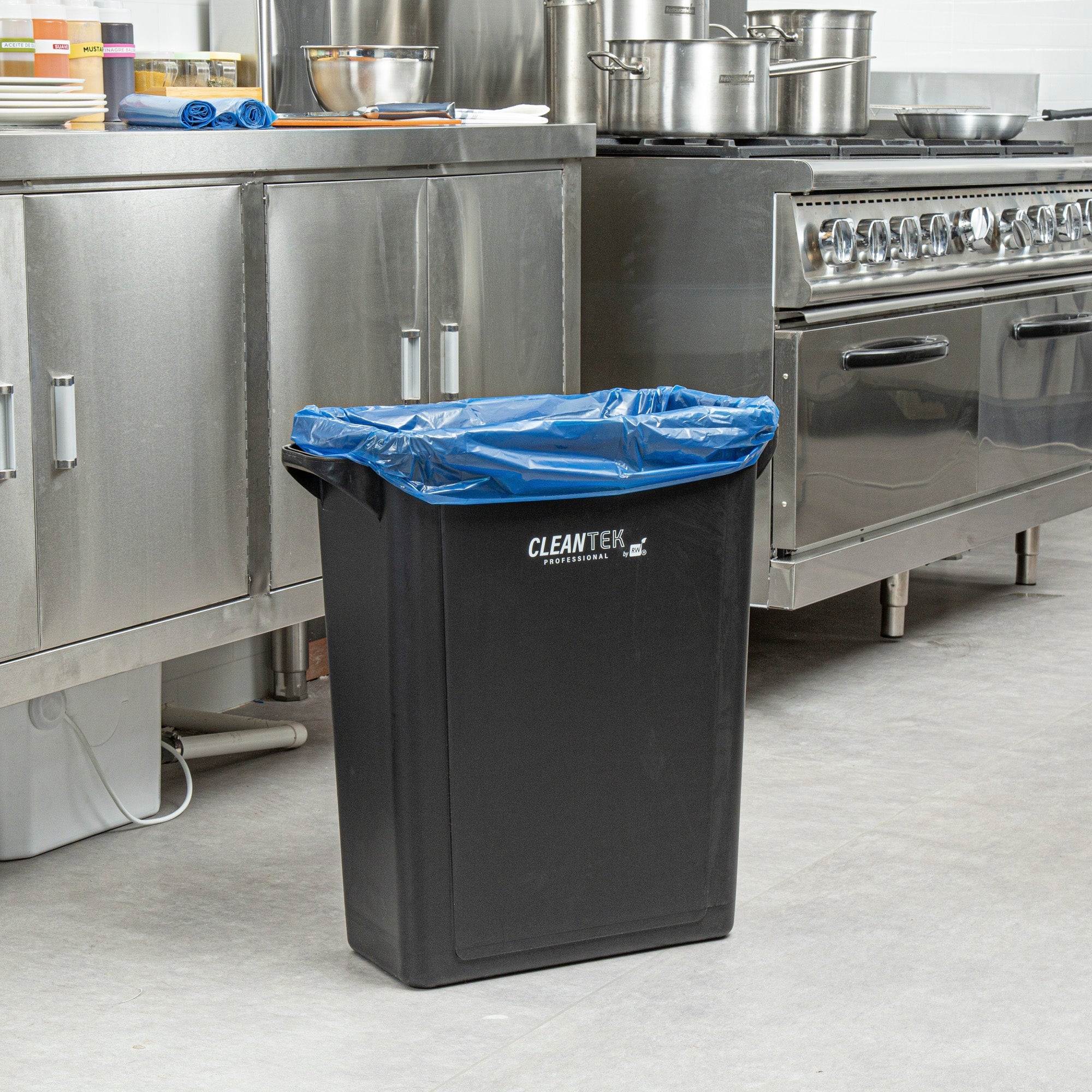 Clean Tek Professional 33 Gal Blue Plastic Recycling Trash Liner - Linear Low Density, 1 mil - 33" x 39" - 150 count box