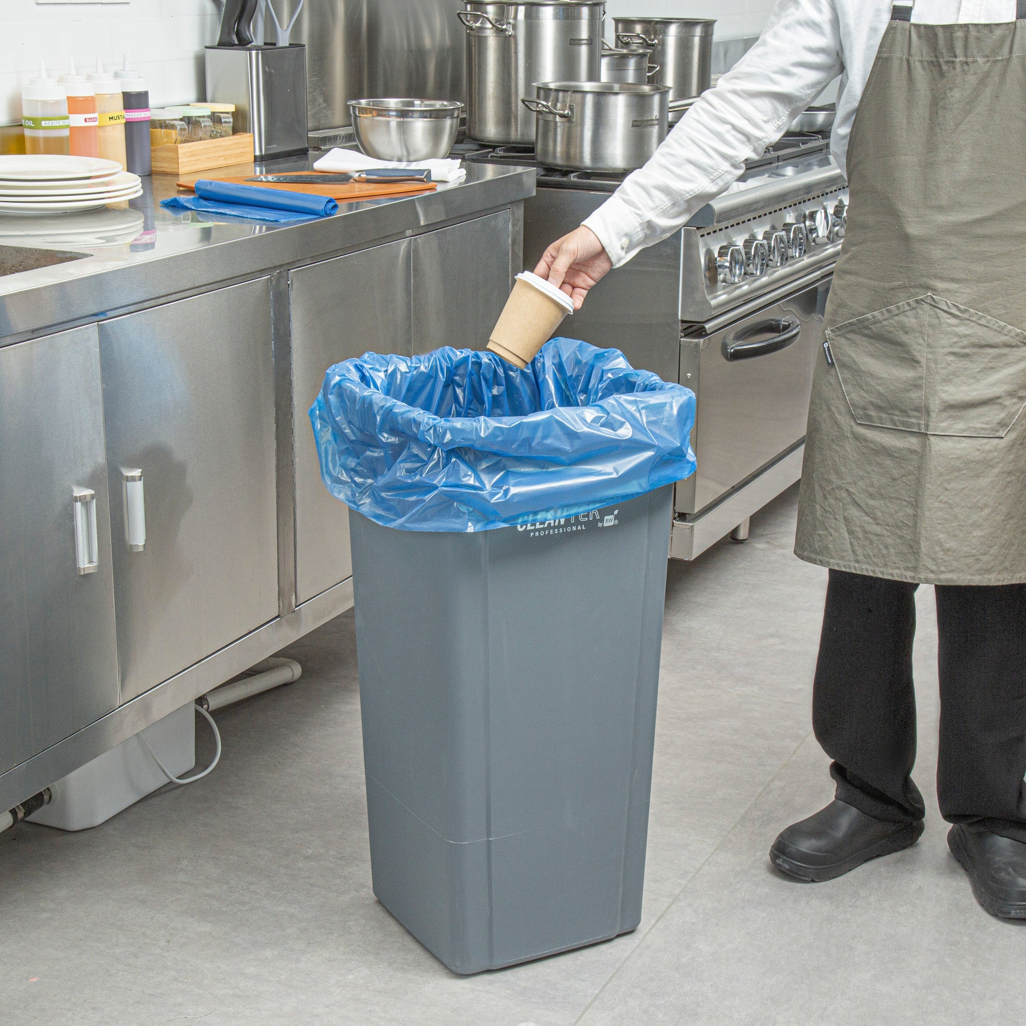 Clean Tek Professional 40 - 45 Gal Blue Plastic Recycling Trash Liner - Linear Low Density, 1.2 mil - 40" x 46" - 100 count box