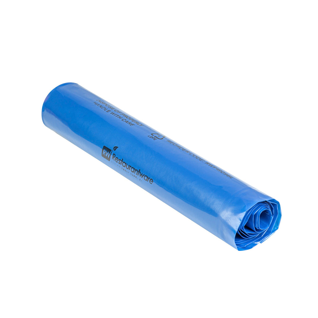 Clean Tek Professional 40-45 Gal Blue Plastic Biohazard Trash Liner - Soiled Linen, Linear Low Density, 3 mil - 40" x 46" - 50 count box