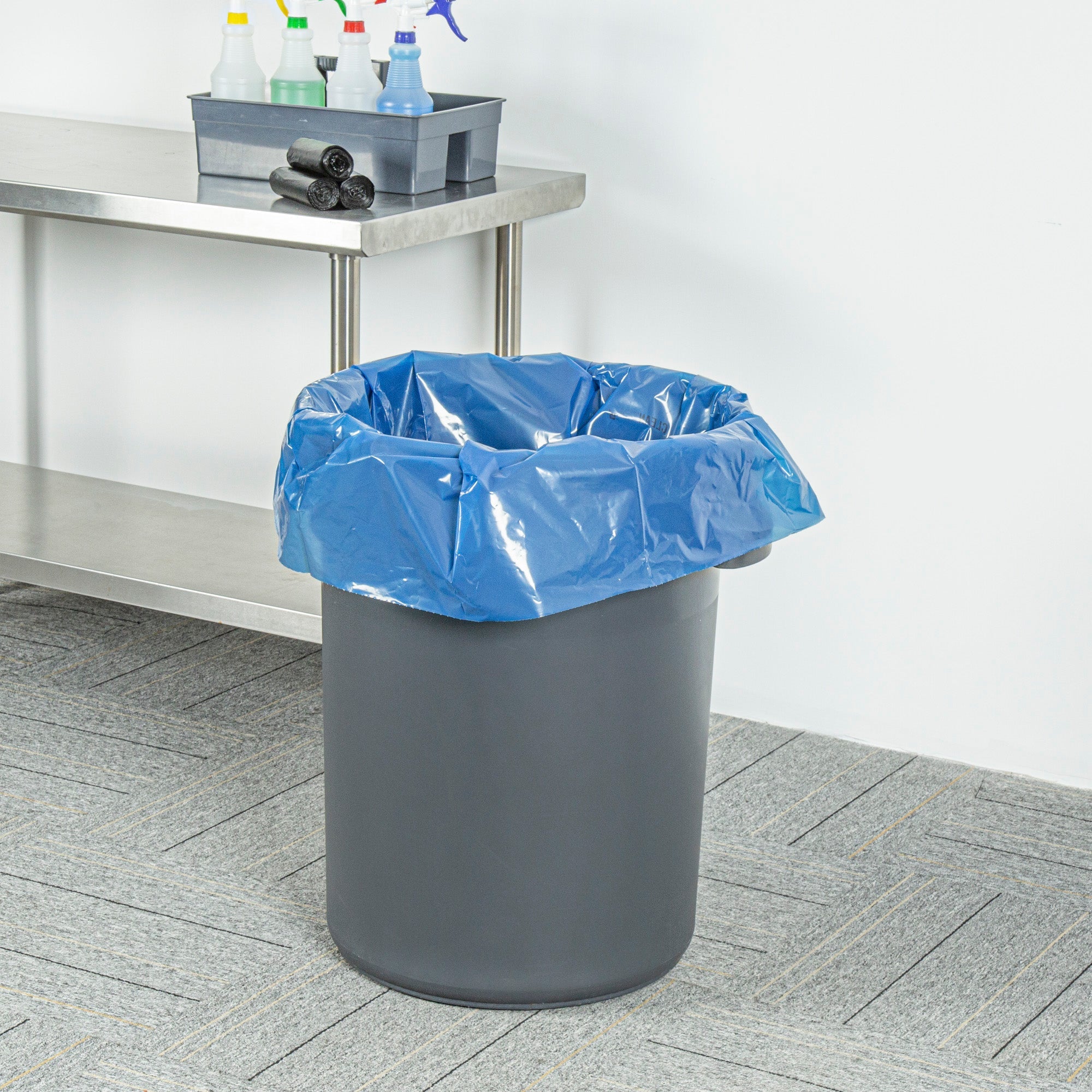 Clean Tek Professional 40-45 Gal Blue Plastic Biohazard Trash Liner - Soiled Linen, Linear Low Density, 3 mil - 40" x 46" - 50 count box