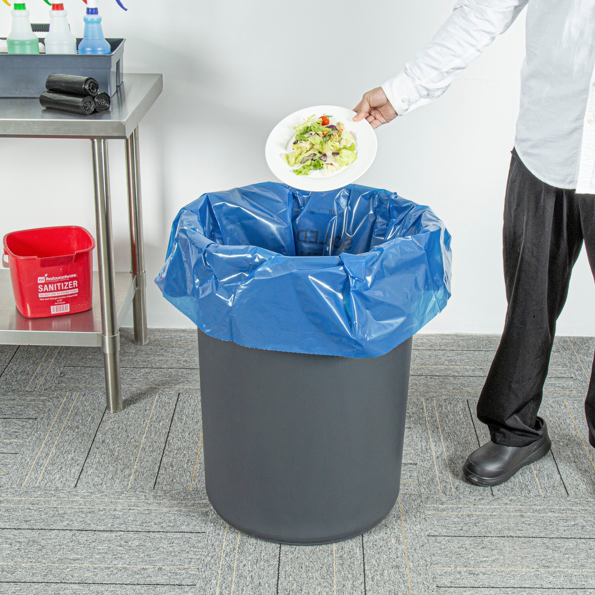 Clean Tek Professional 40-45 Gal Blue Plastic Biohazard Trash Liner - Soiled Linen, Linear Low Density, 3 mil - 40" x 46" - 50 count box