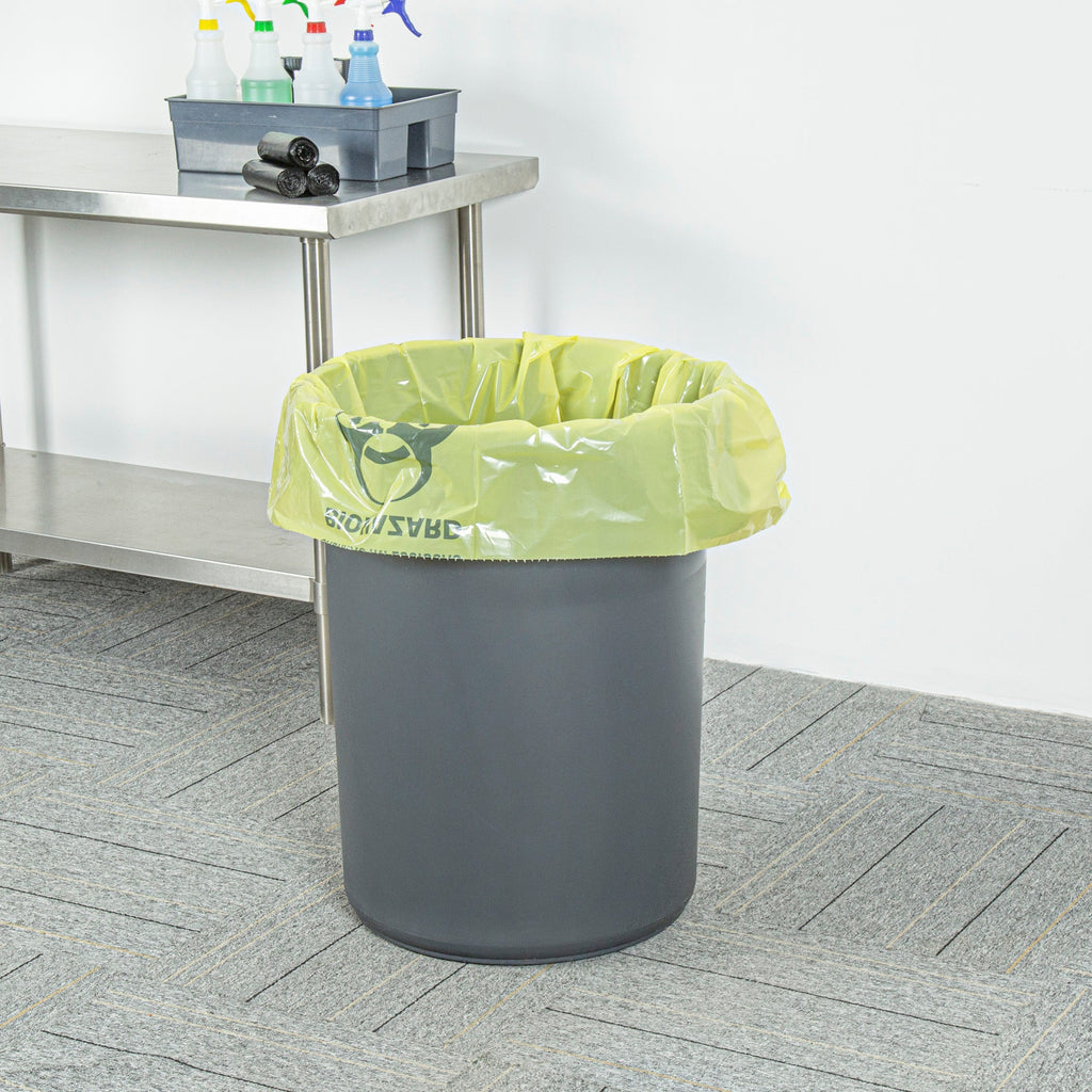 Clean Tek Professional 40-45 Gal Yellow Plastic Biohazard Trash Liner - Infectious Linen,Linear Low Density,3 mil - 40" x 46" - 50 count box