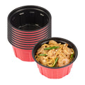 Bento Tek 12 oz Round Red Plastic To Go Box - Microwave-Safe - 4 3/4" x 4 3/4" x 2 1/4" - 50 count box