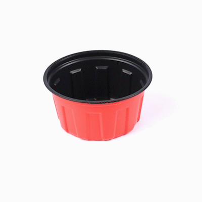 Bento Tek 12 oz Round Red Plastic To Go Box - Microwave-Safe - 4 3/4" x 4 3/4" x 2 1/4" - 50 count box
