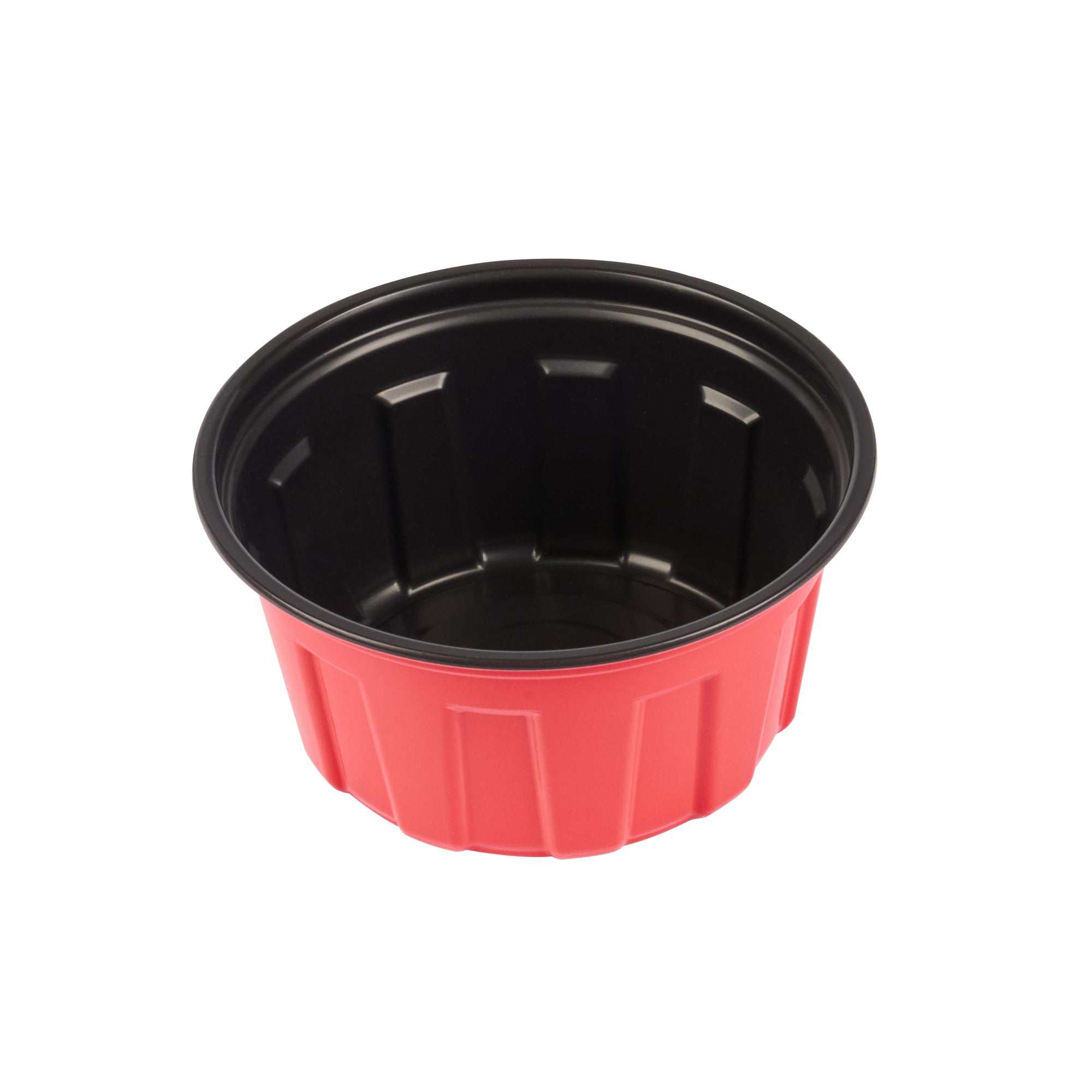 Bento Tek 12 oz Round Red Plastic To Go Box - Microwave-Safe - 4 3/4" x 4 3/4" x 2 1/4" - 50 count box