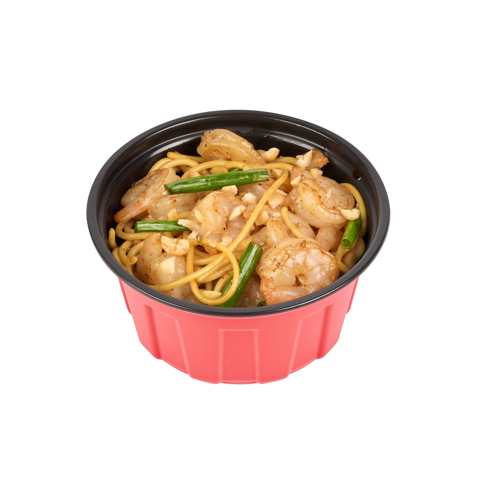 Bento Tek 12 oz Round Red Plastic To Go Box - Microwave-Safe - 4 3/4" x 4 3/4" x 2 1/4" - 200 count box