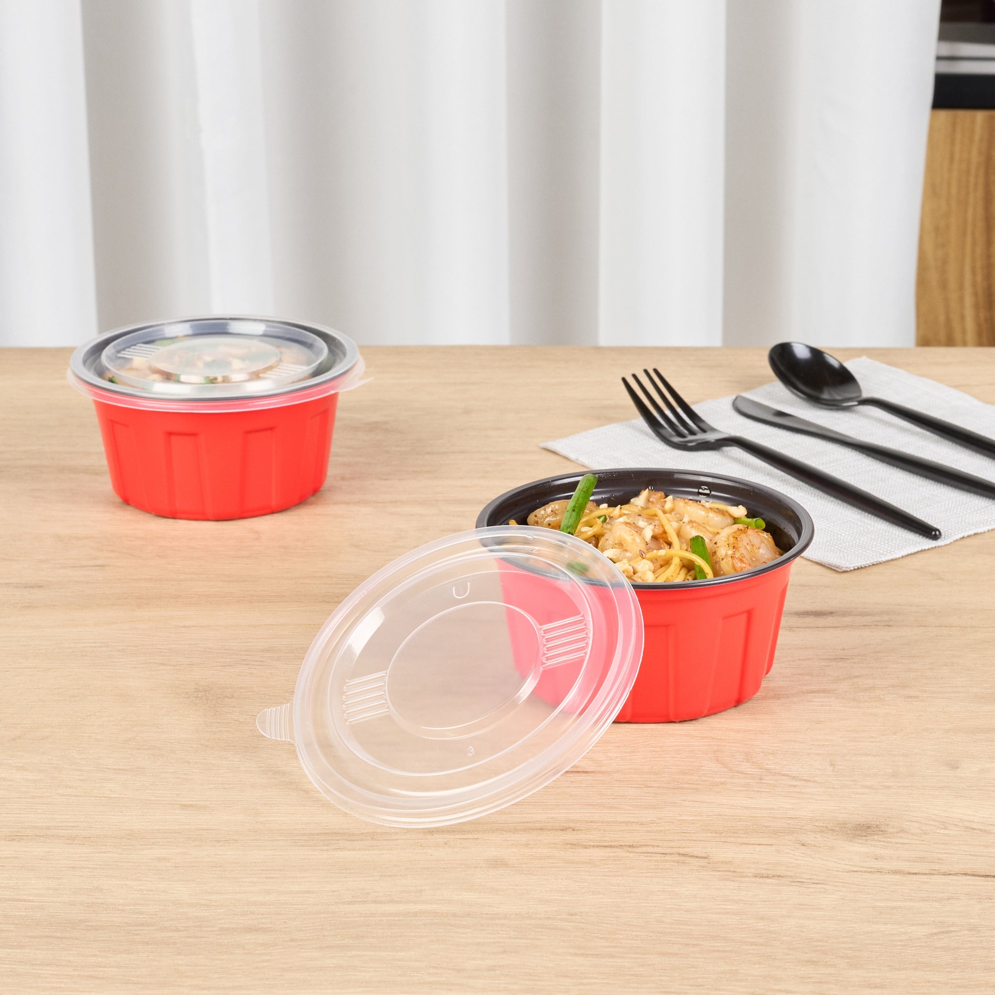 Bento Tek Round Clear Plastic Lid - Fits 12 oz To Go Box - 5" x 5" - 50 count box