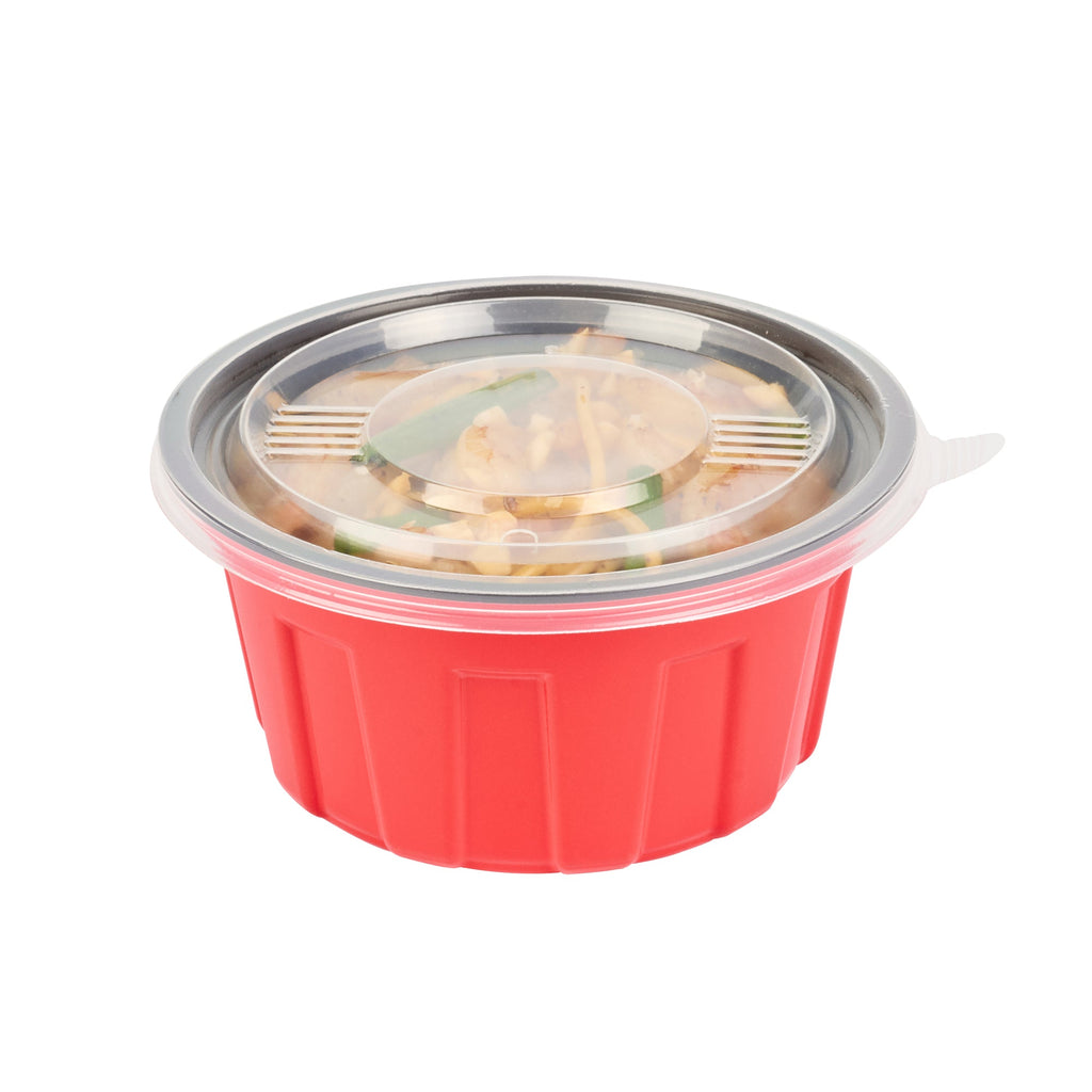 Bento Tek Round Clear Plastic Lid - Fits 12 oz To Go Box - 5" x 5" - 200 count box