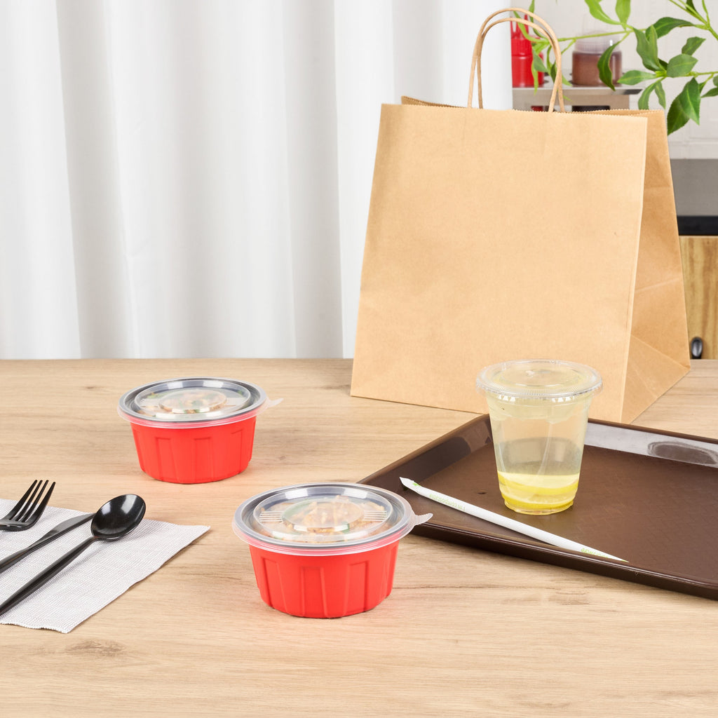 Bento Tek Round Clear Plastic Lid - Fits 12 oz To Go Box - 5" x 5" - 200 count box