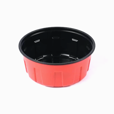 Bento Tek 23 oz Round Red Plastic To Go Box - Microwave-Safe - 6" x 6" x 2 1/2" - 50 count box