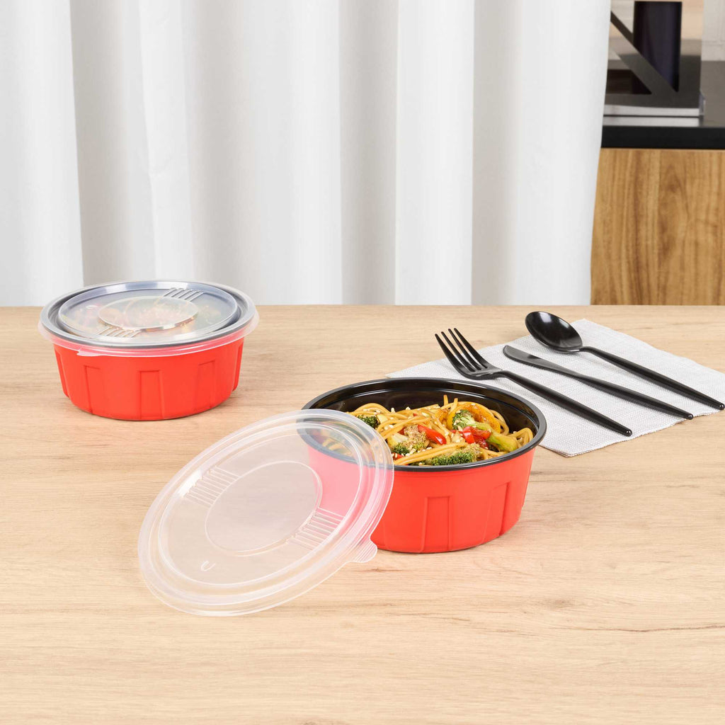 Bento Tek Round Clear Plastic Lid - Fits 23 oz To Go Box - 6" x 6" - 200 count box