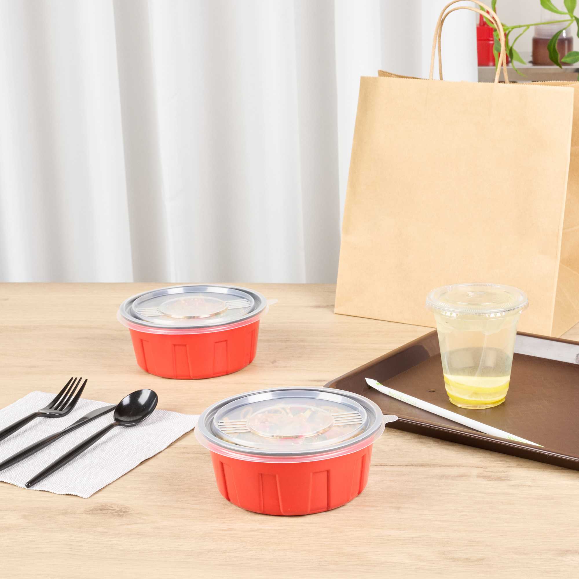 Bento Tek Round Clear Plastic Lid - Fits 23 oz To Go Box - 6" x 6" - 50 count box