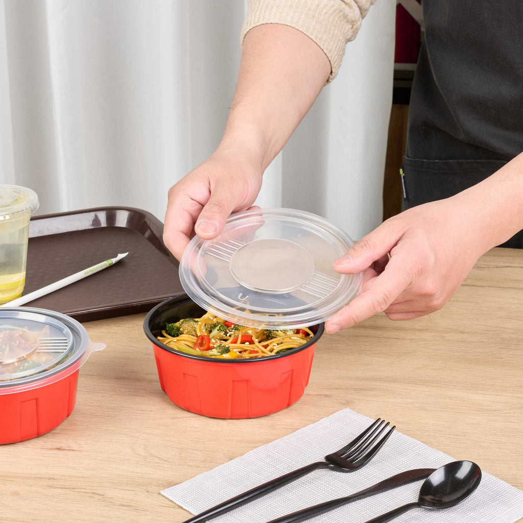 Bento Tek Round Clear Plastic Lid - Fits 23 oz To Go Box - 6" x 6" - 50 count box