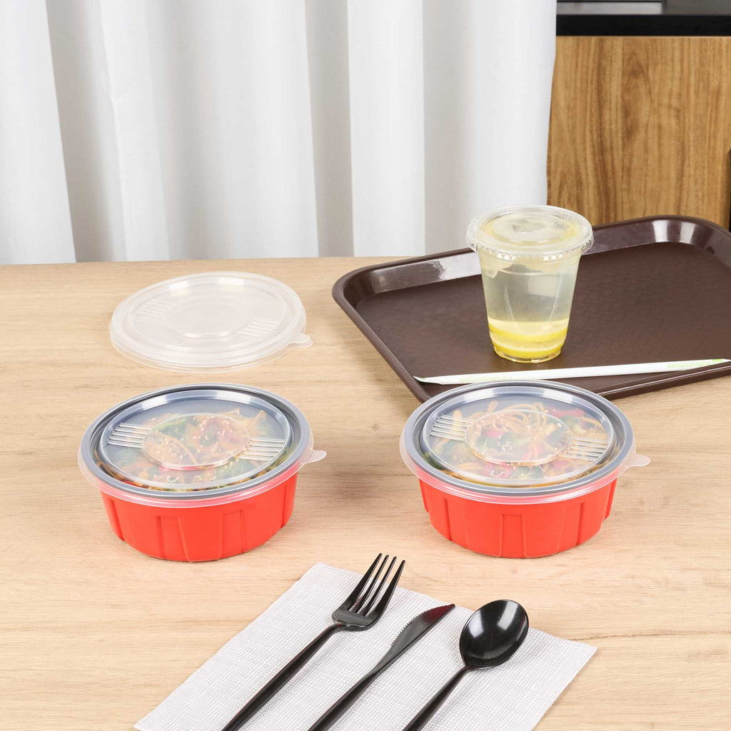 Bento Tek Round Clear Plastic Lid - Fits 23 oz To Go Box - 6" x 6" - 50 count box