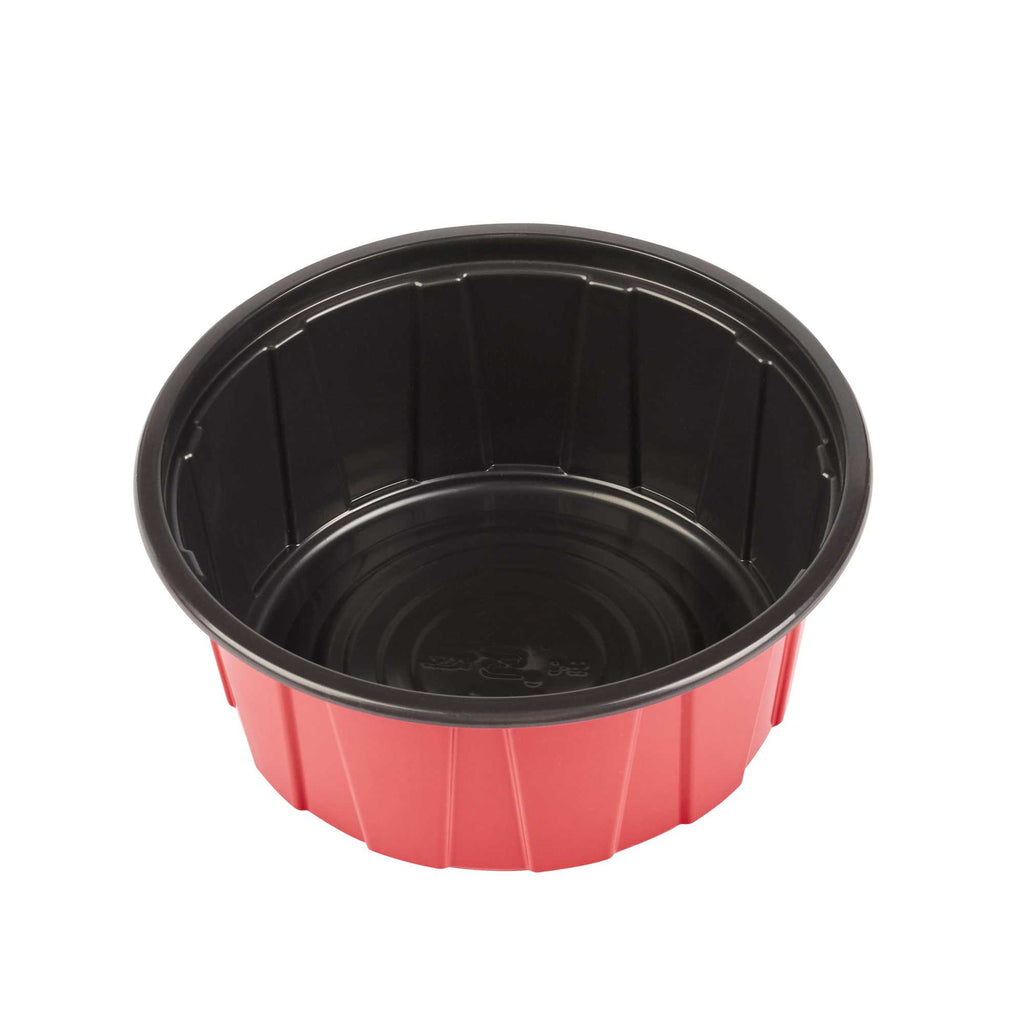 Bento Tek 42 oz Round Red Plastic To Go Box - Microwave-Safe - 7" x 7" x 3 1/4" - 50 count box