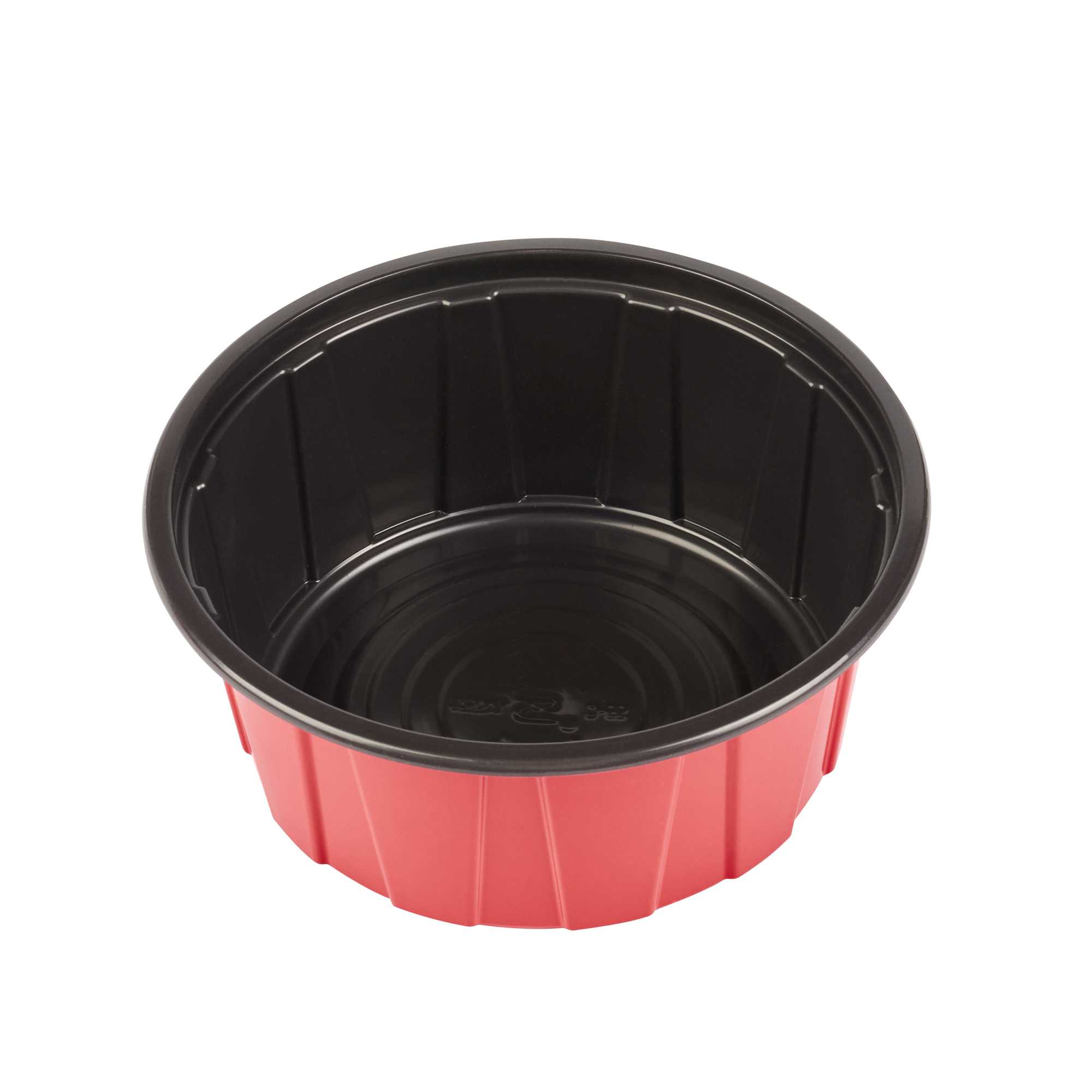 Bento Tek 42 oz Round Red Plastic To Go Box - Microwave-Safe - 7" x 7" x 3 1/4" - 50 count box