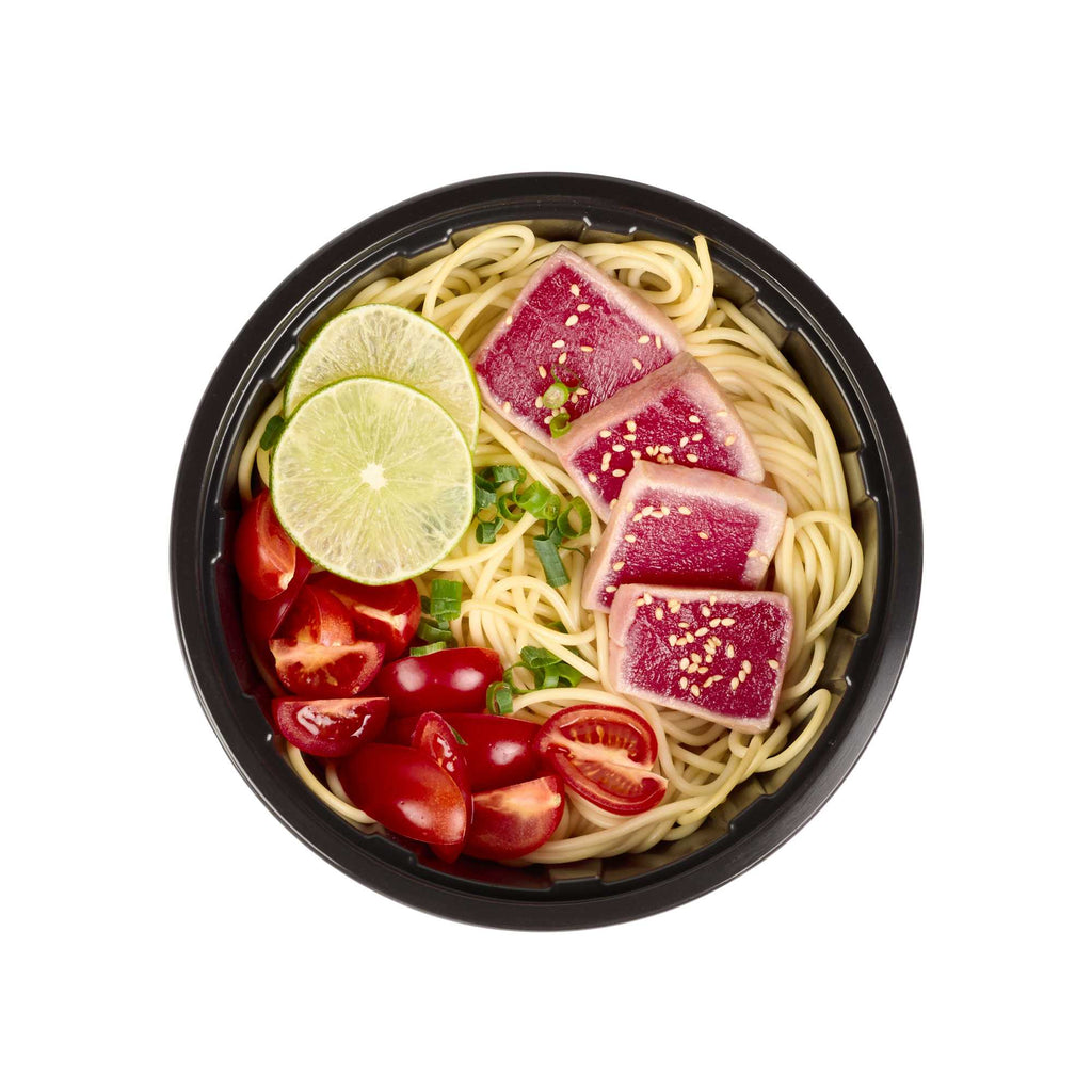 Bento Tek 42 oz Round Red Plastic To Go Box - Microwave-Safe - 7" x 7" x 3 1/4" - 200 count box