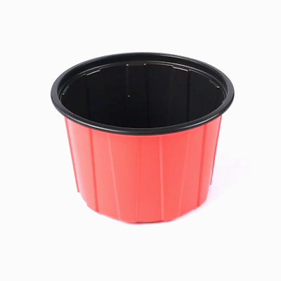 Bento Tek 58 oz Round Red Plastic To Go Box - Microwave-Safe - 7" x 7" x 4 1/2" - 50 count box
