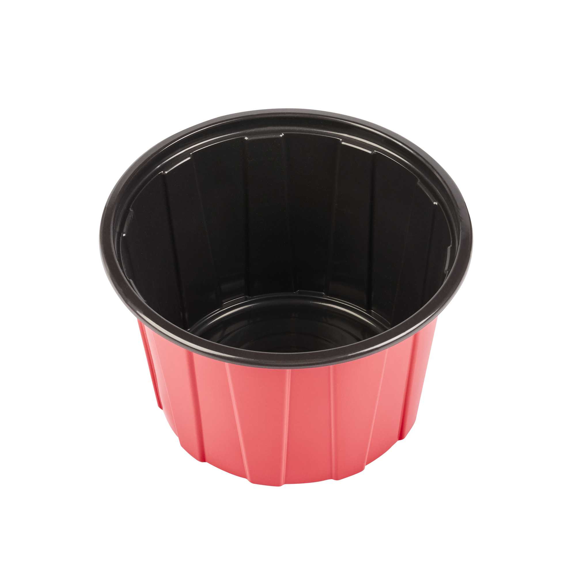 Bento Tek 58 oz Round Red Plastic To Go Box - Microwave-Safe - 7" x 7" x 4 1/2" - 50 count box