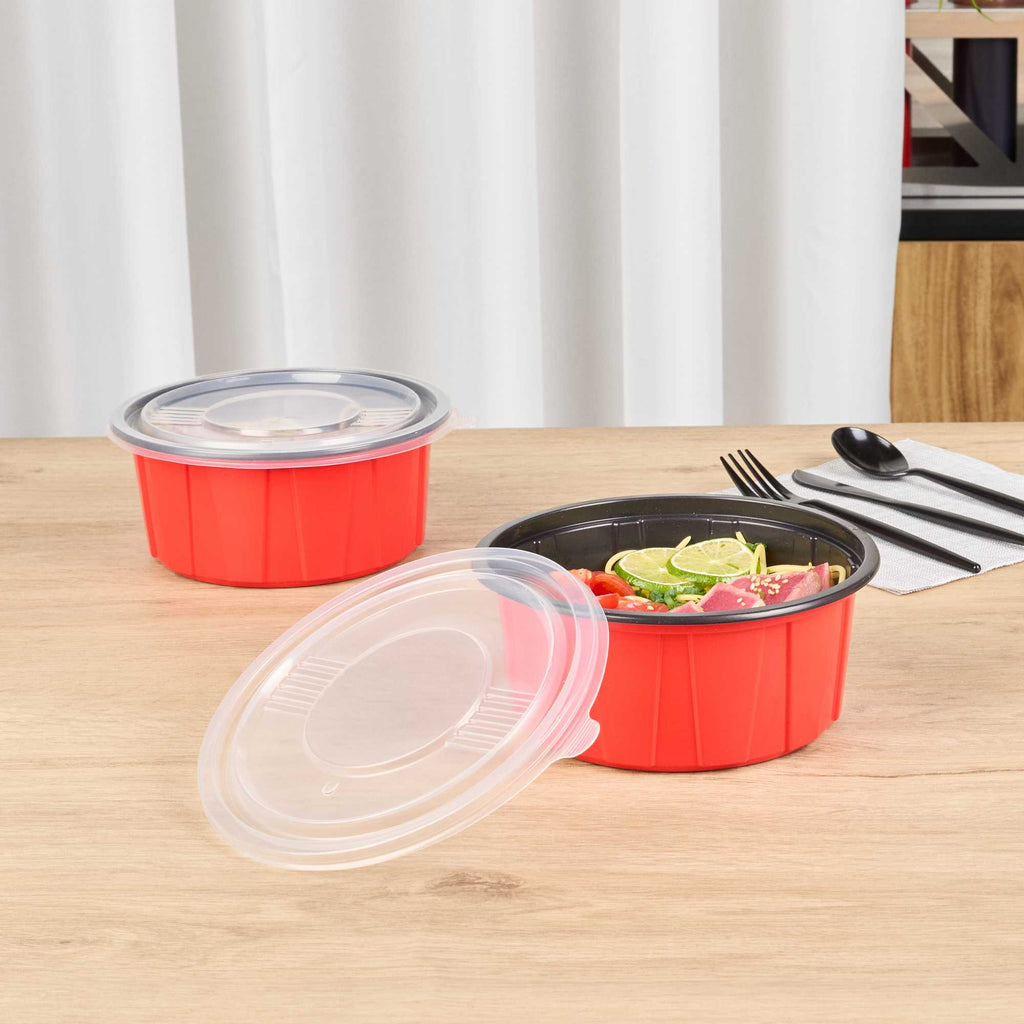 Bento Tek Round Clear Plastic Lid - Fits 42 and 58 oz To Go Box - 7 1/4" x 7 1/4" - 50 count box
