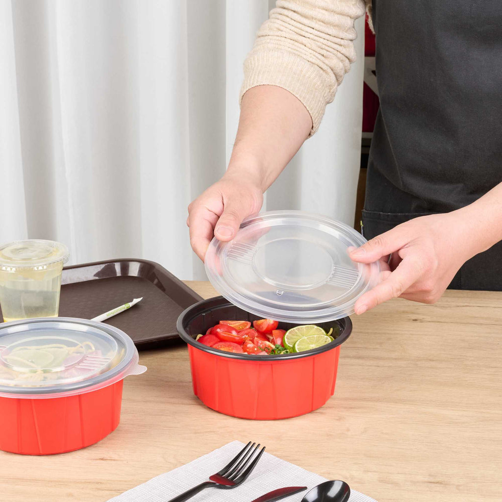 Bento Tek Round Clear Plastic Lid - Fits 42 and 58 oz To Go Box - 7 1/4" x 7 1/4" - 50 count box