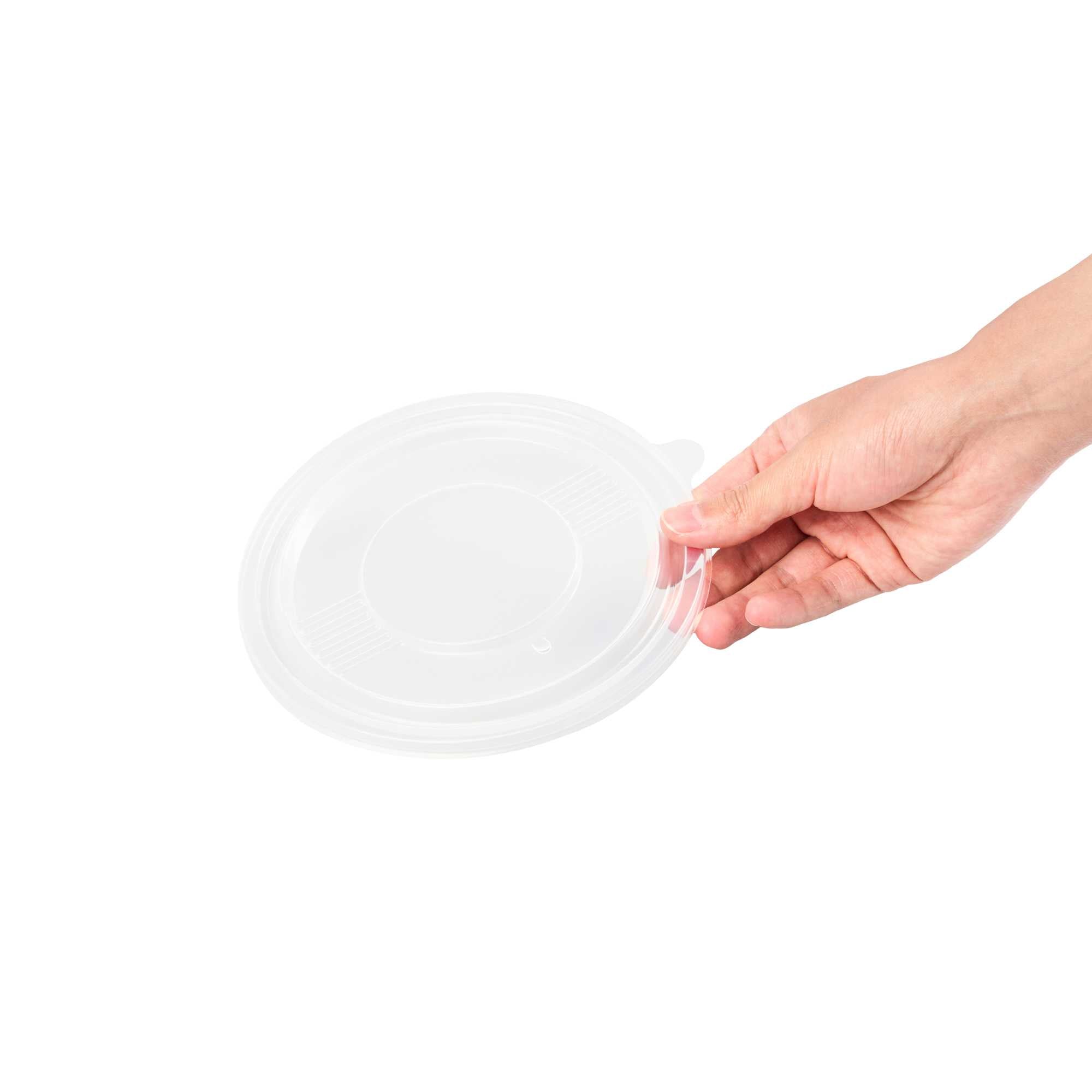 Bento Tek Round Clear Plastic Lid - Fits 42 and 58 oz To Go Box - 7 1/4" x 7 1/4" - 200 count box