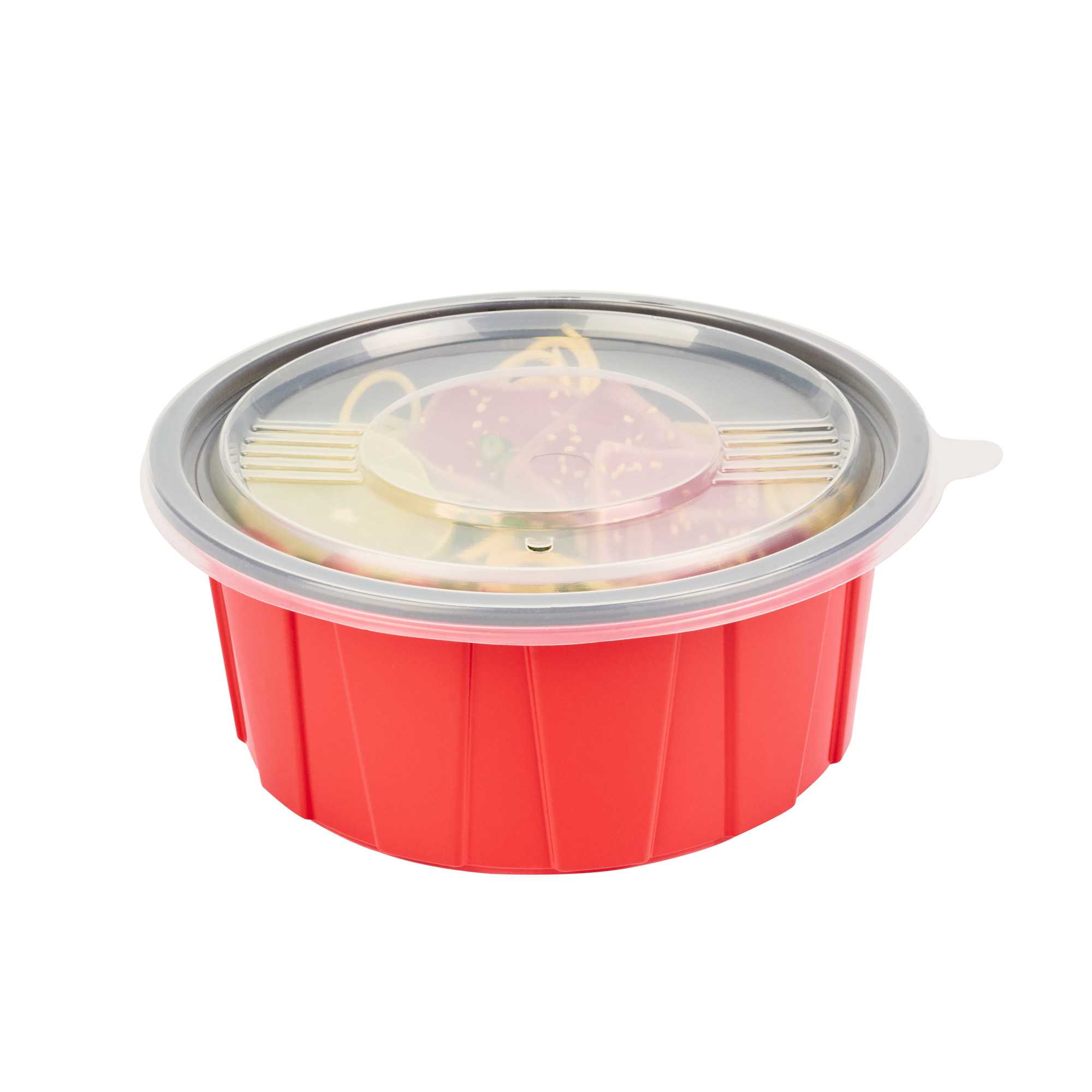 Bento Tek Round Clear Plastic Lid - Fits 42 and 58 oz To Go Box - 7 1/4" x 7 1/4" - 200 count box