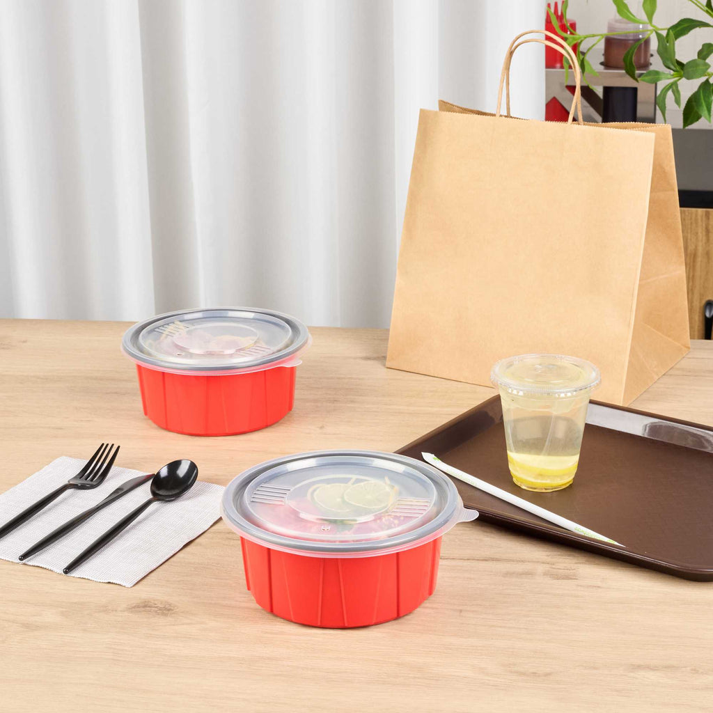 Bento Tek Round Clear Plastic Lid - Fits 42 and 58 oz To Go Box - 7 1/4" x 7 1/4" - 200 count box