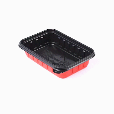 Bento Tek 16 oz Rectangle Red Plastic To Go Box - Microwave-Safe - 7 1/4" x 4 3/4" x 1 1/2" - 200 count box