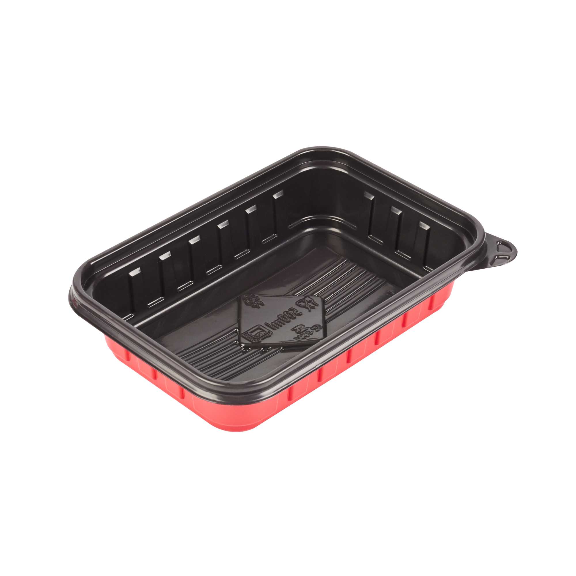 Bento Tek 16 oz Rectangle Red Plastic To Go Box - Microwave-Safe - 7 1/4" x 4 3/4" x 1 1/2" - 200 count box