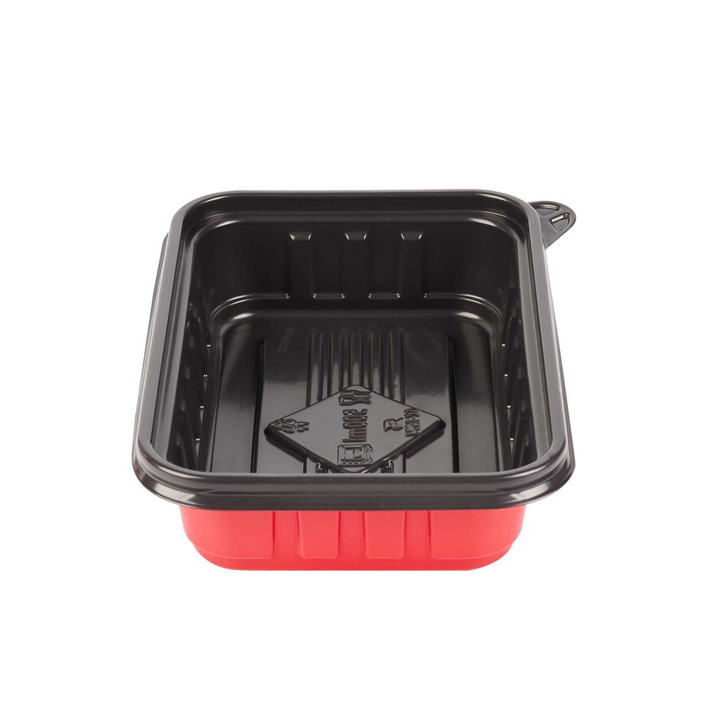 Bento Tek 16 oz Rectangle Red Plastic To Go Box - Microwave-Safe - 7 1/4" x 4 3/4" x 1 1/2" - 200 count box