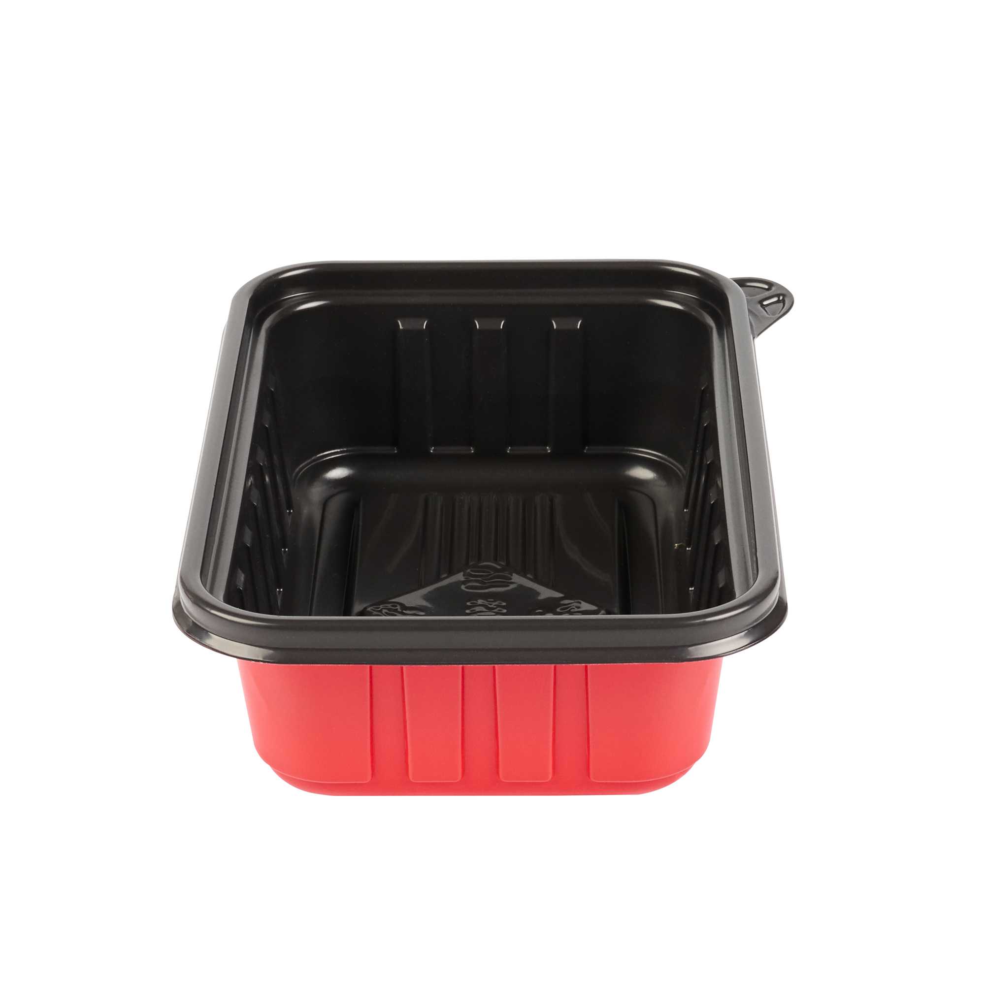 Bento Tek 22 oz Rectangle Red Plastic To Go Box - Microwave-Safe - 7 1/4" x 4 3/4" x 2" - 50 count box