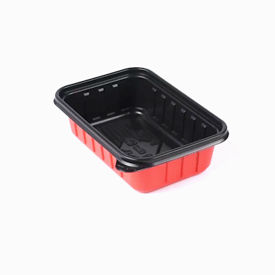 Bento Tek 22 oz Rectangle Red Plastic To Go Box - Microwave-Safe - 7 1/4" x 4 3/4" x 2" - 200 count box