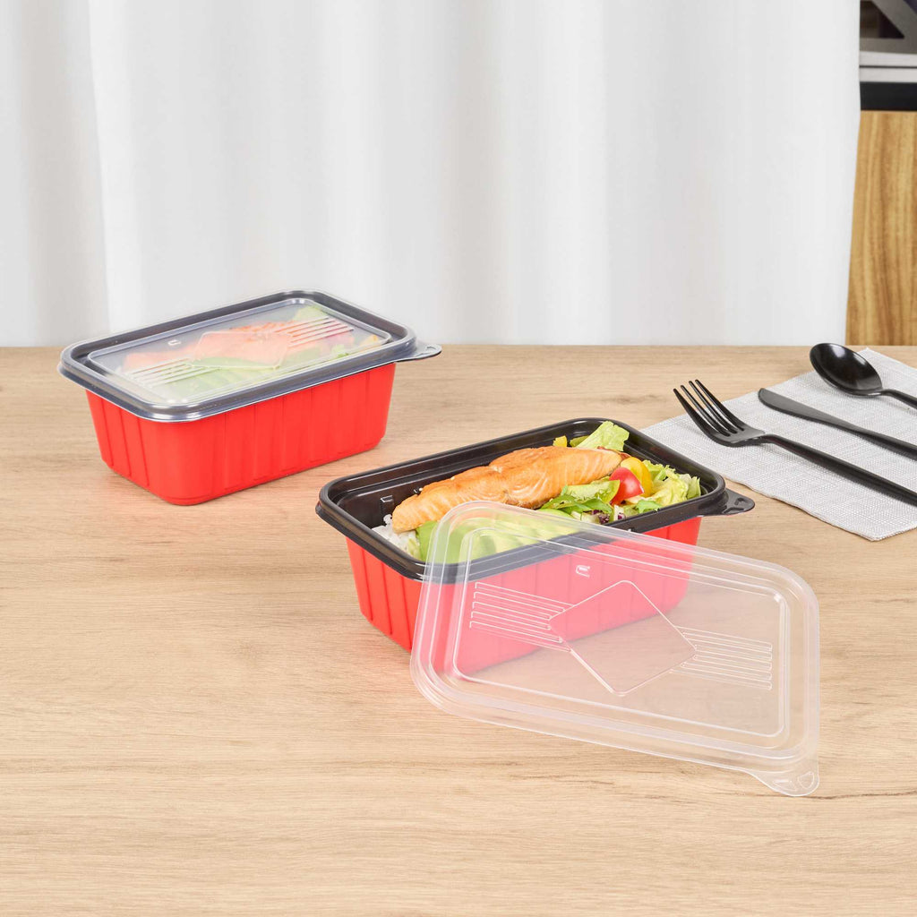 Bento Tek Rectangle Clear Plastic Lid - Fits 16, 22, 30 oz To Go Box - 7 1/4" x 4 3/4" - 200 count box