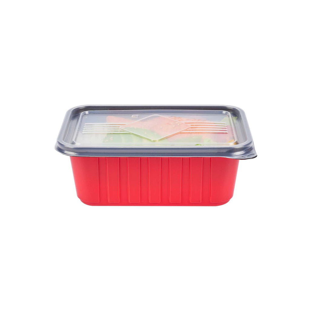 Bento Tek Rectangle Clear Plastic Lid - Fits 16, 22, 30 oz To Go Box - 7 1/4" x 4 3/4" - 50 count box