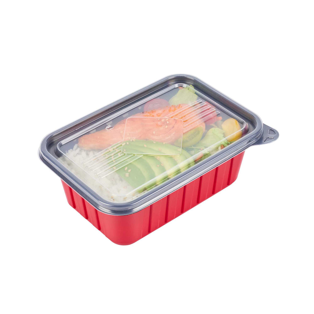 Bento Tek Rectangle Clear Plastic Lid - Fits 16, 22, 30 oz To Go Box - 7 1/4" x 4 3/4" - 200 count box