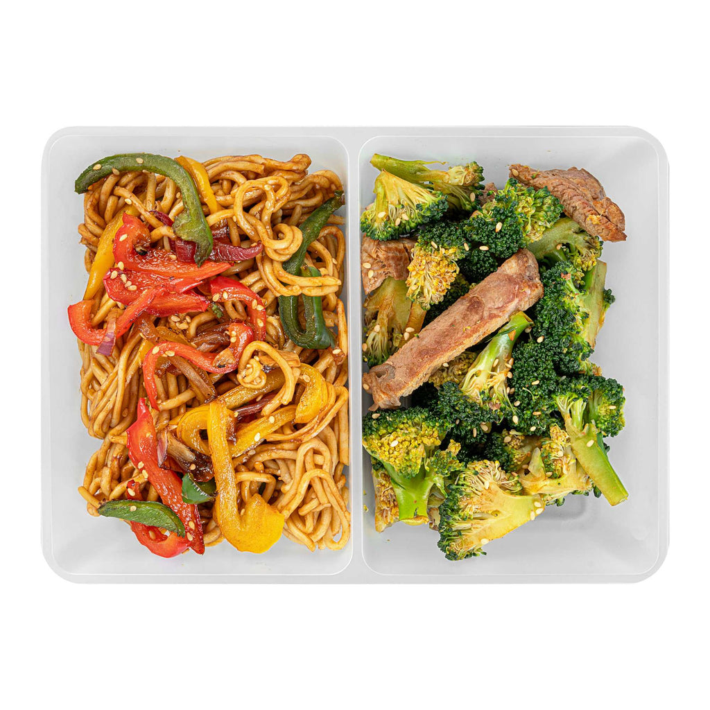 Bio Tek 43 oz White Plastic 2-Compartment Insert Tray - Fits 49 / 71 / 98 Bio Box Take Out Container, Microwave-Safe - 50 count box