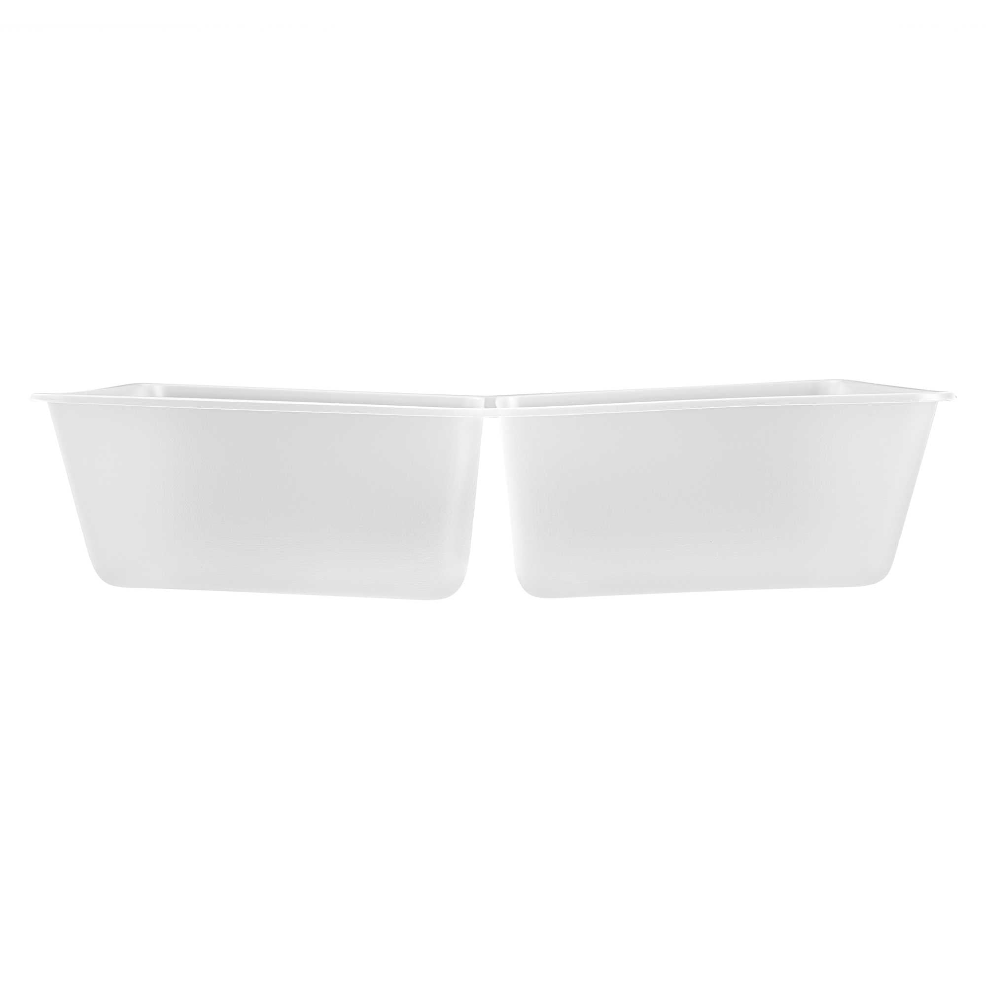 Bio Tek 43 oz White Plastic 2-Compartment Insert Tray - Fits 49 / 71 / 98 Bio Box Take Out Container, Microwave-Safe - 50 count box