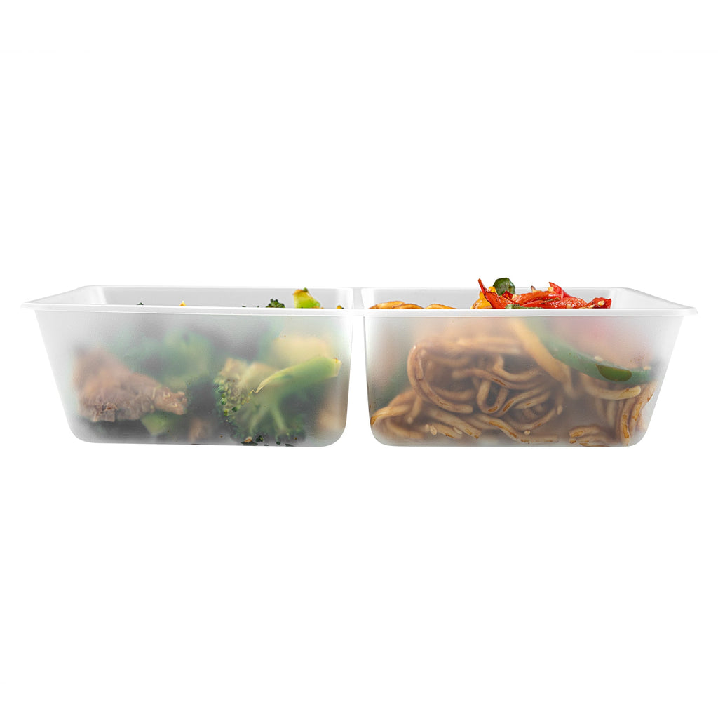 Bio Tek 43 oz White Plastic 2-Compartment Insert Tray - Fits 49 / 71 / 98 Bio Box Take Out Container, Microwave-Safe - 200 count box