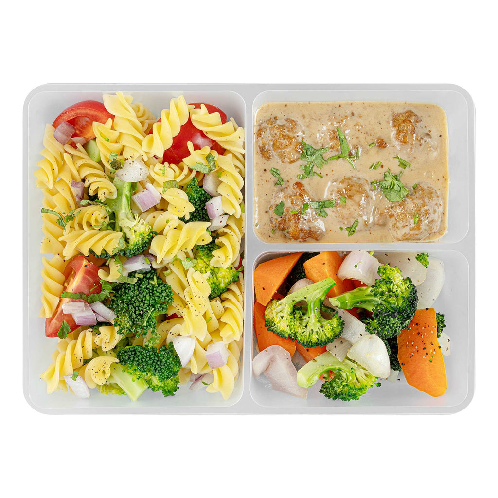 Bio Tek 40 oz White Plastic 3-Compartment Insert Tray - Fits 49 / 71 / 98 Bio Box Take Out Container, Microwave-Safe - 50 count box