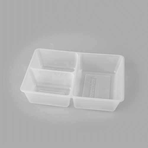 Bio Tek 40 oz White Plastic 3-Compartment Insert Tray - Fits 49 / 71 / 98 Bio Box Take Out Container, Microwave-Safe - 50 count box