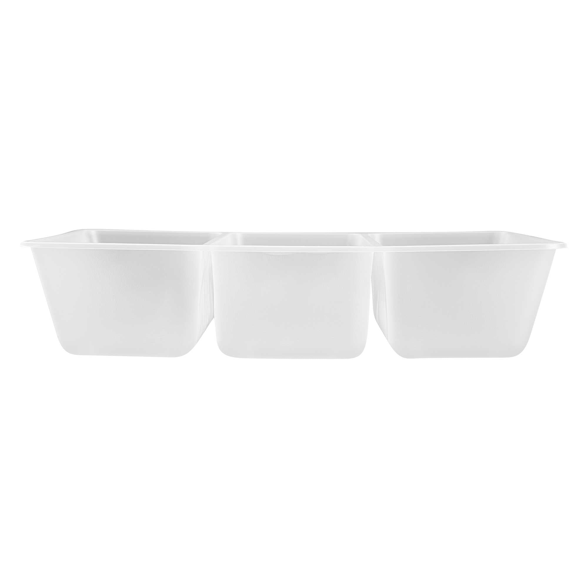 Bio Tek 40 oz White Plastic 3-Compartment Taco Insert Tray - Fits 49 / 71 / 98 Bio Box Take Out Container, Microwave-Safe - 50 count box
