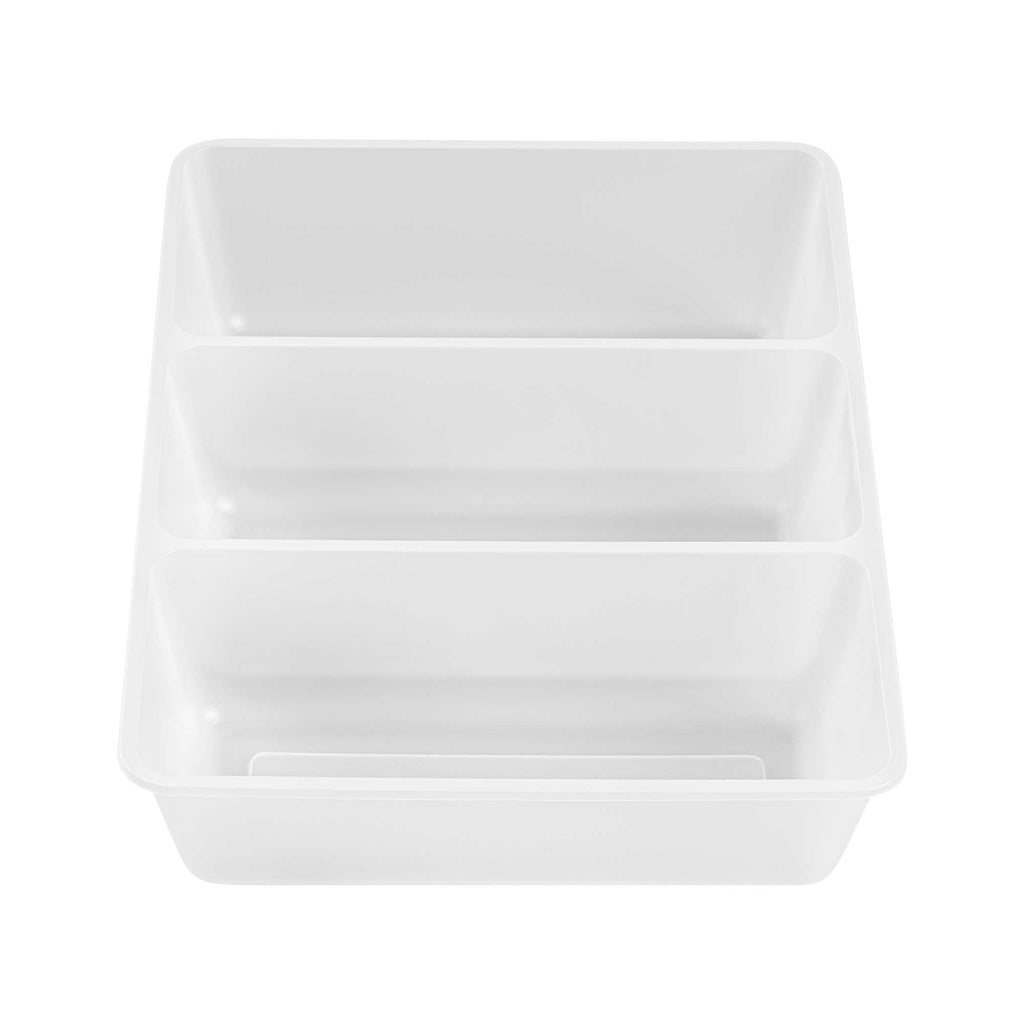 Bio Tek 40 oz White Plastic 3-Compartment Taco Insert Tray - Fits 49 / 71 / 98 Bio Box Take Out Container, Microwave-Safe - 50 count box