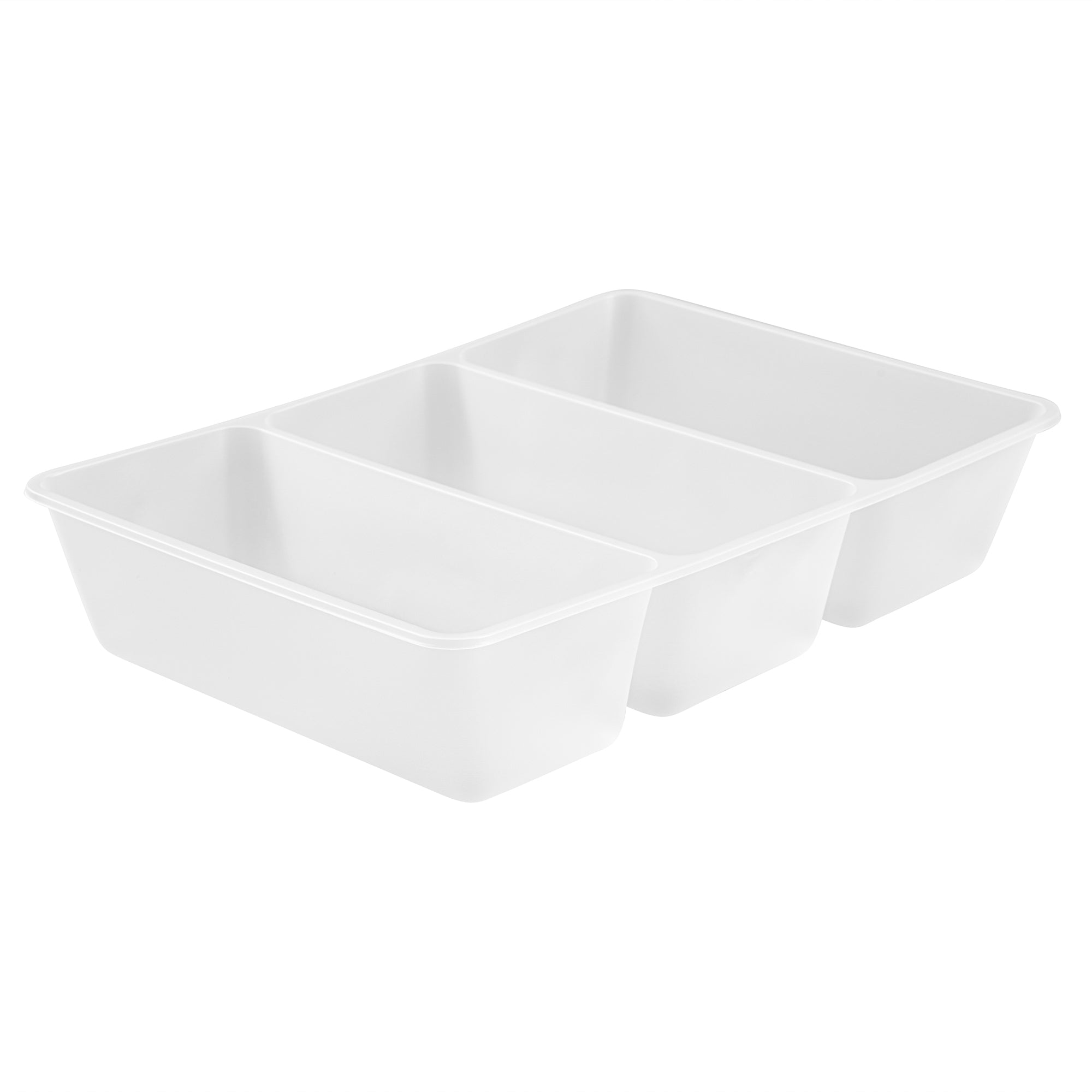 Bio Tek 40 oz White Plastic 3-Compartment Taco Insert Tray - Fits 49 / 71 / 98 Bio Box Take Out Container, Microwave-Safe - 200 count box