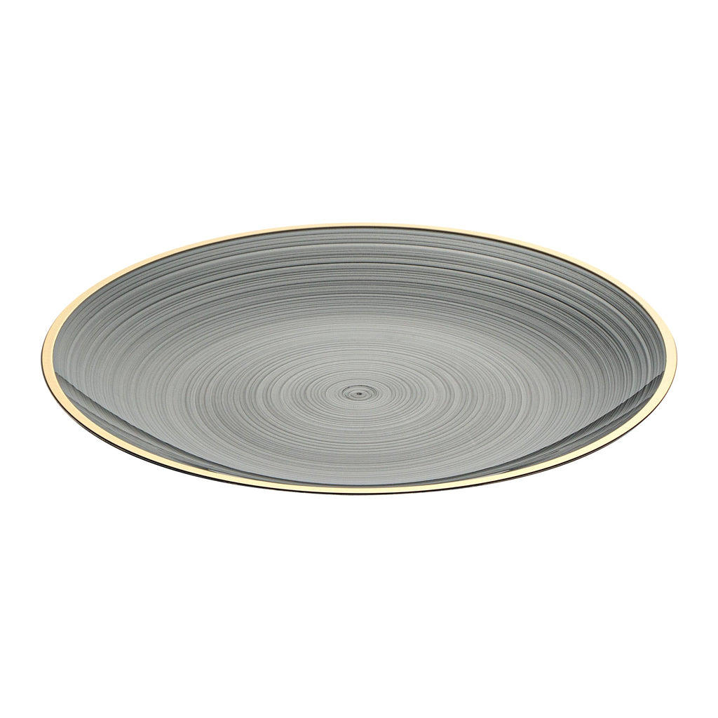 Moderna Round Black Translucent Plastic Gold-Rimmed Plate - Rippled - 7 1/4" x 7 1/4" - 20 count box
