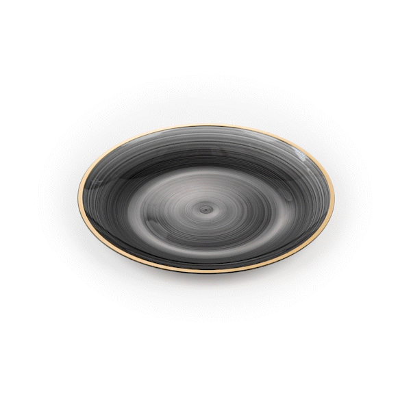Moderna Round Black Translucent Plastic Gold-Rimmed Plate - Rippled - 7 1/4" x 7 1/4" - 20 count box