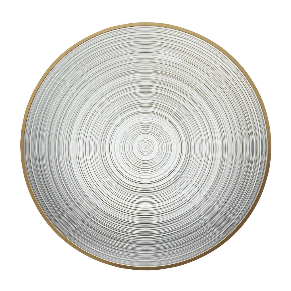 Moderna Round Black Translucent Plastic Gold-Rimmed Plate - Rippled - 7 1/4" x 7 1/4" - 100 count box